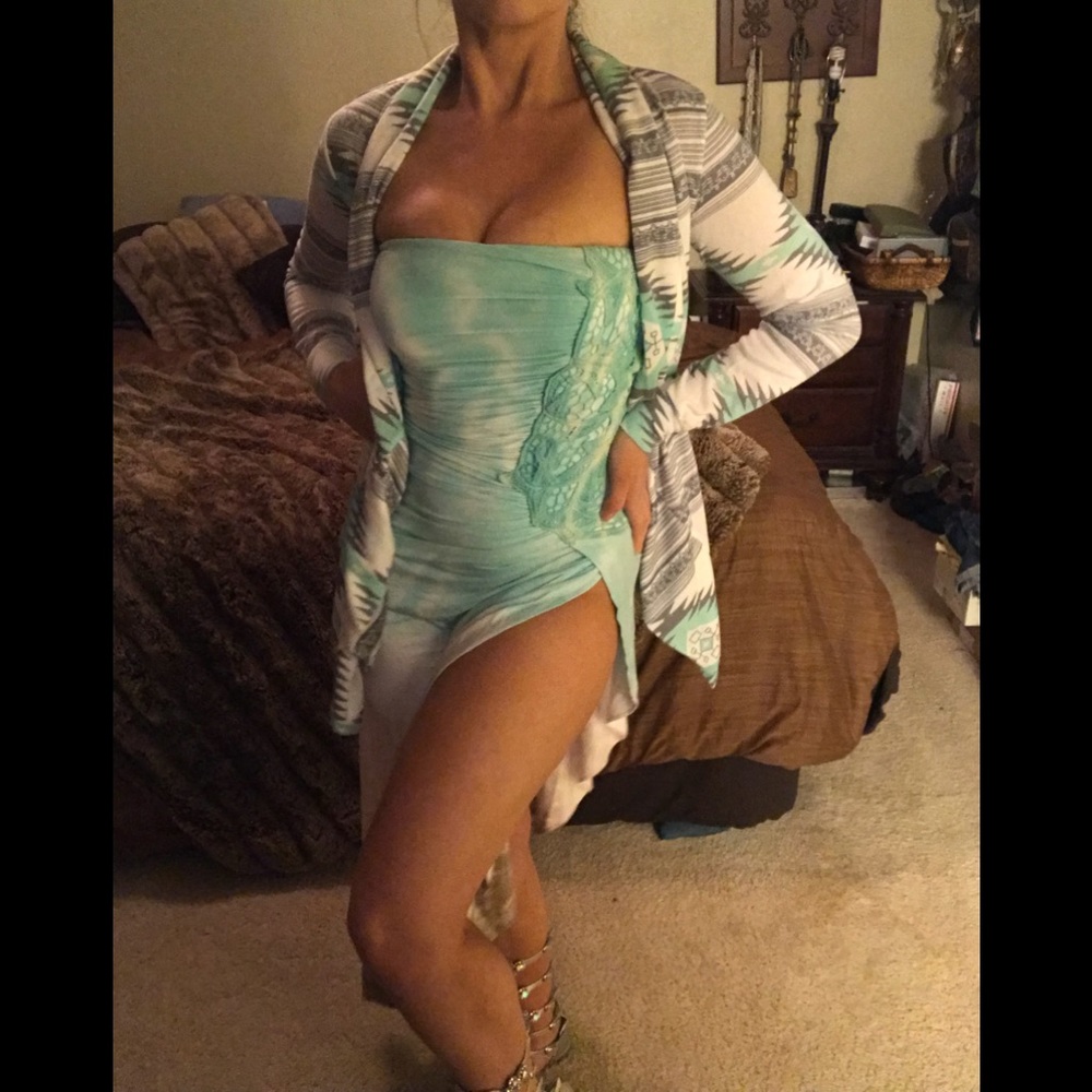 Mint Aztec Tribal Stretch Lightweight Cardigan 👗